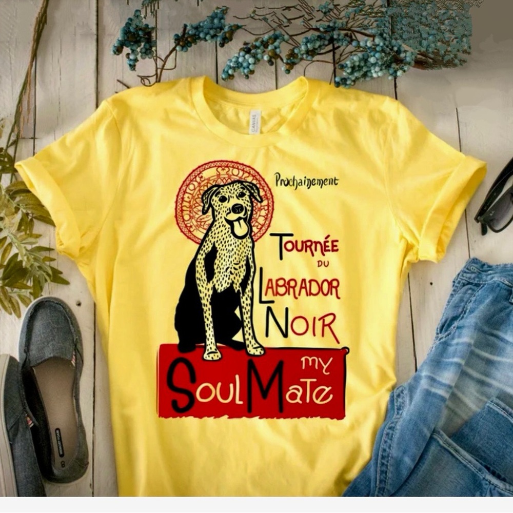 New Graphic Art Butter Yellow Dog T-Shirt